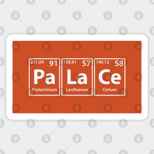 Palace (Pa-La-Ce) Periodic Elements Spelling Sticker by cerebrands